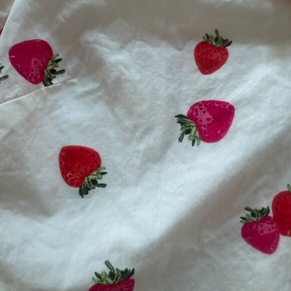 Nobody's Child Organic Cotton Strawberry Print Button Blouse Sailor Collar Sz.4 - Picture 4 of 11